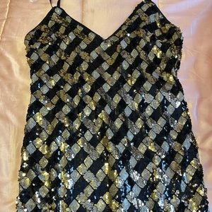 Fashion Nova Black/Gold Mini Dress